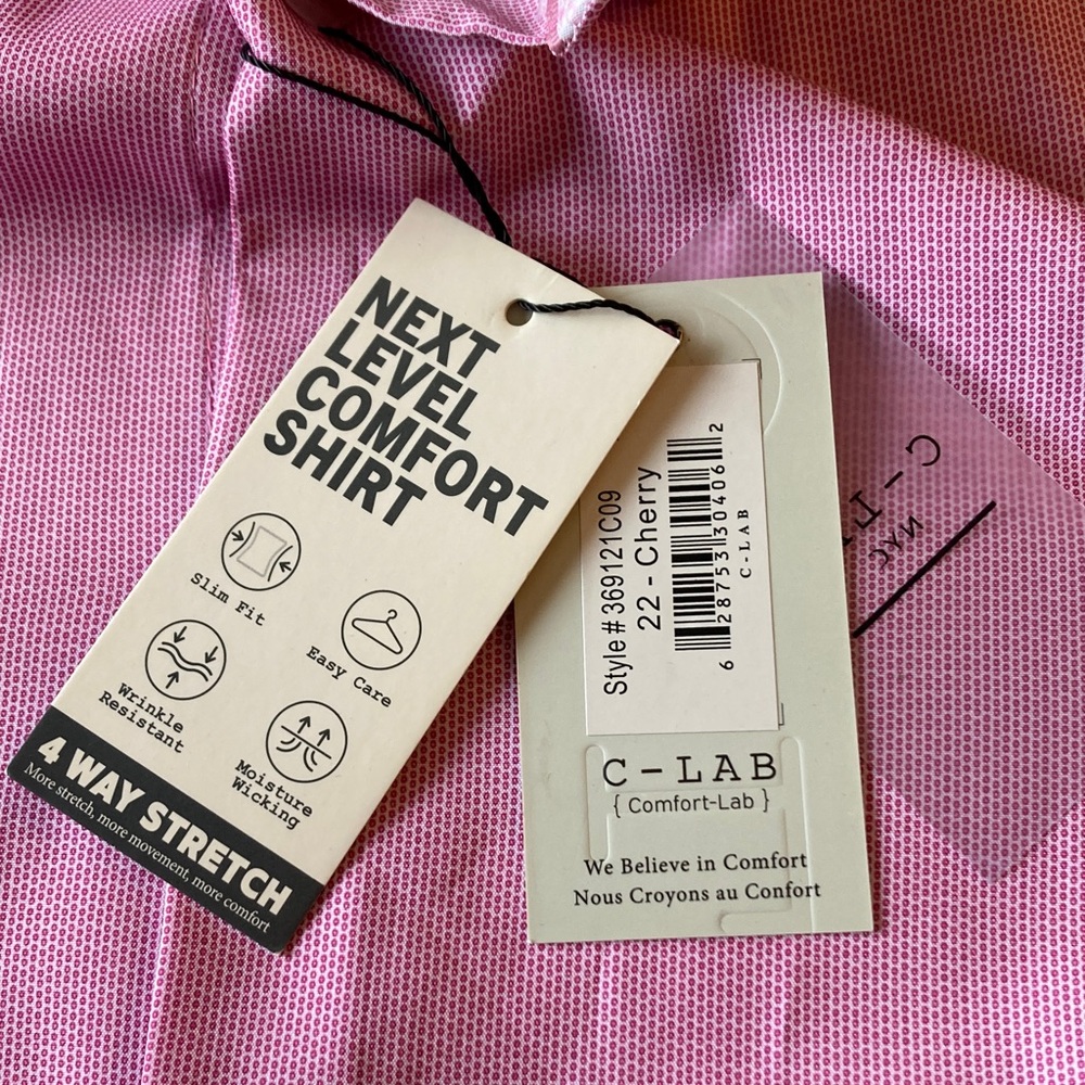 C-LAB NYC Long Sleeve Pink Dress Shirt Men Size Small 15/32-33" - Picture 8 of 15